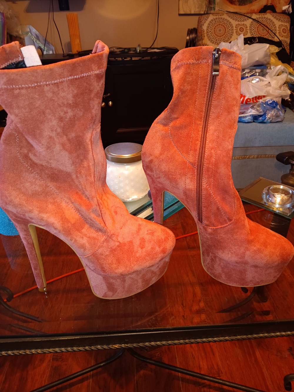Source Unknown Women's Suede Ankle Boots In Rusty Orange View 2
